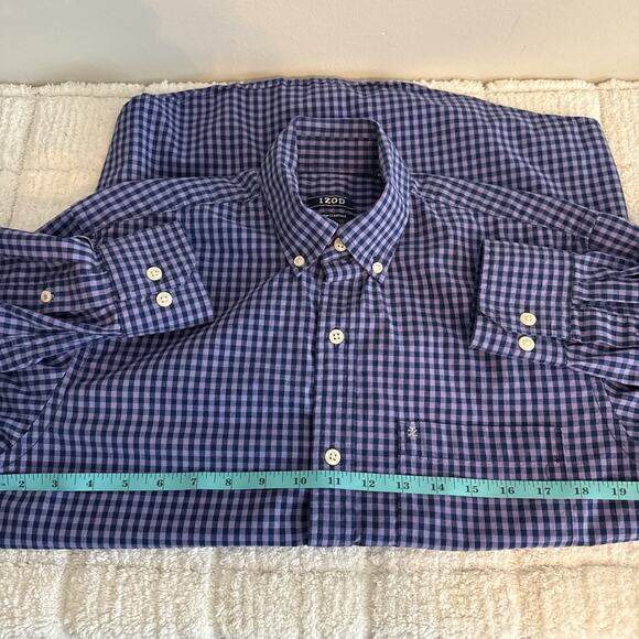 Izod Mens Size Medium Button Down Long Sleeve Shirt Casual Office Work Staple - Picture 6 of 13
